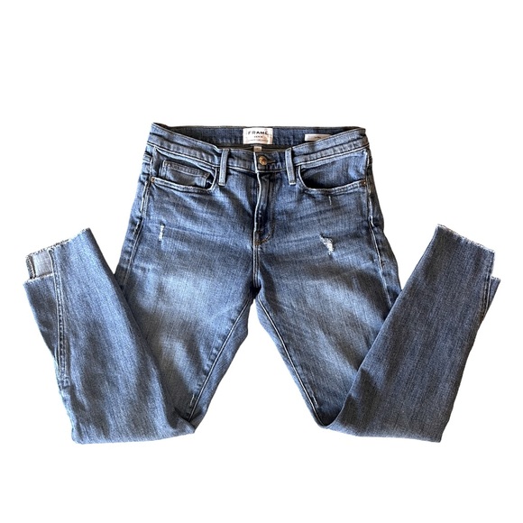 FRAME Le Boy Gusset Fray Jeans Beaudry Wash 27 - Picture 3 of 10
